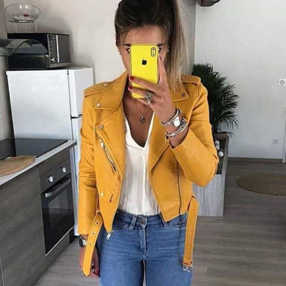 Michael Kors 100% Genuine Italian leather cropped Moto jacket